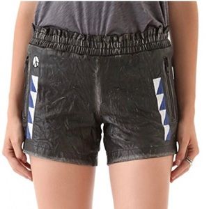 April May leather distressed moto shorts